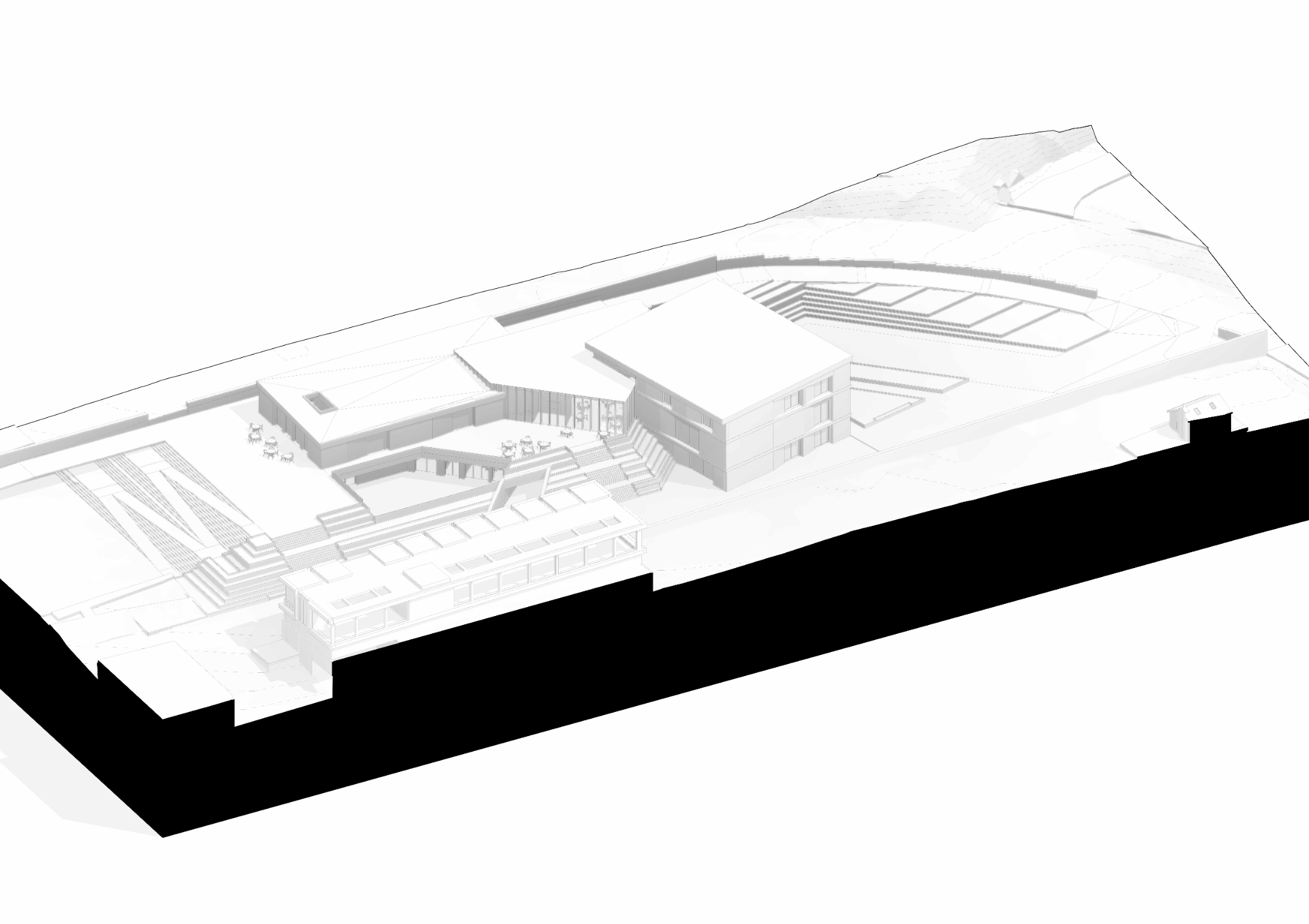 High-resolution architectural site axonometric