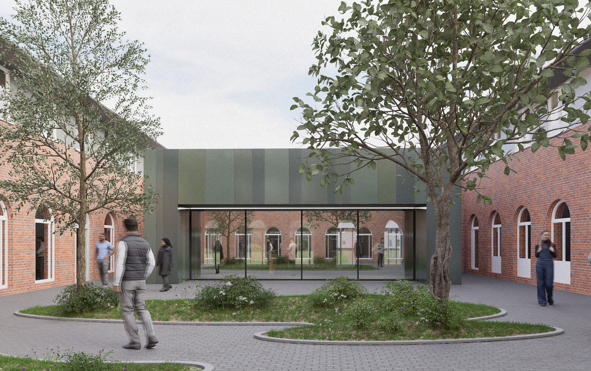 Brick courtyard architectural visualisation